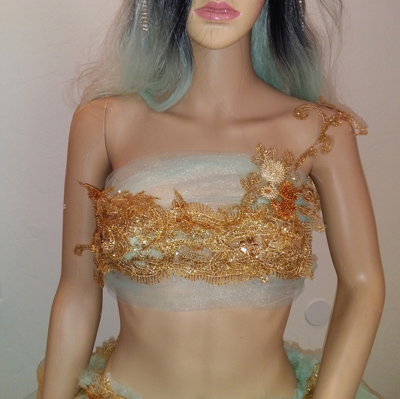 BREEA Mint & Gold Boho Beach Wedding Ballgown Set - Picture 8 of 14